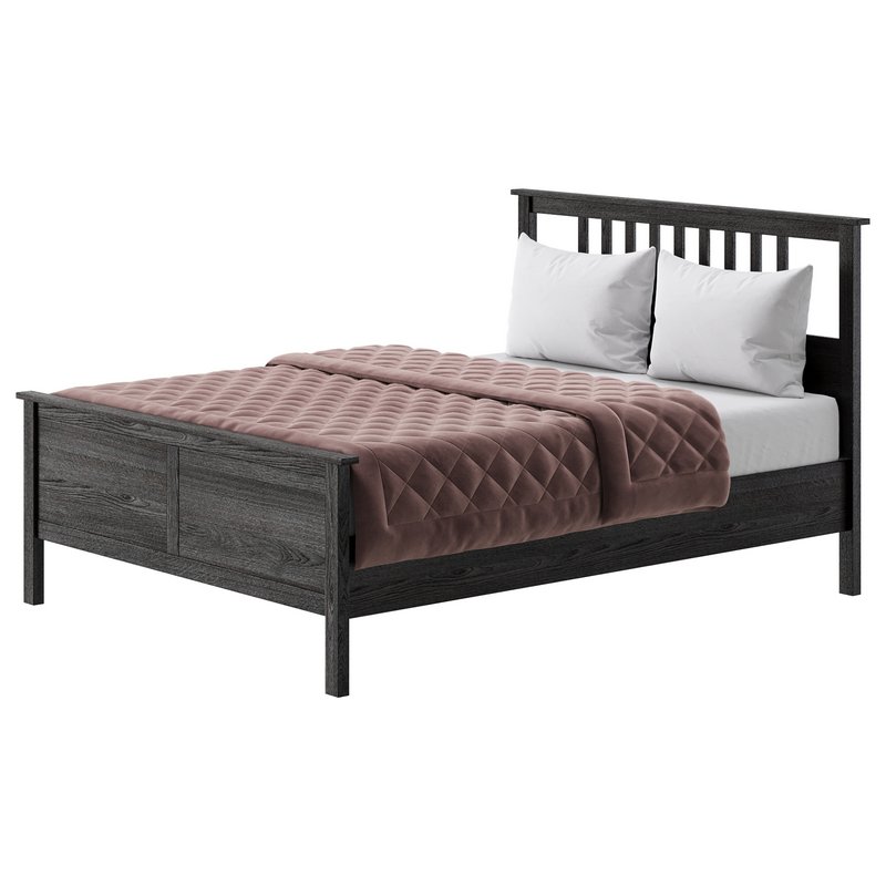 HEMNES Bed frame dark gray stained Image 11
