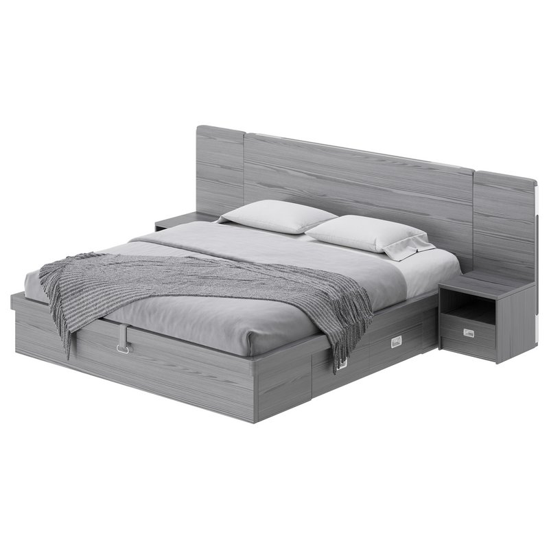 Brown Wooden Panel Bed Image 10