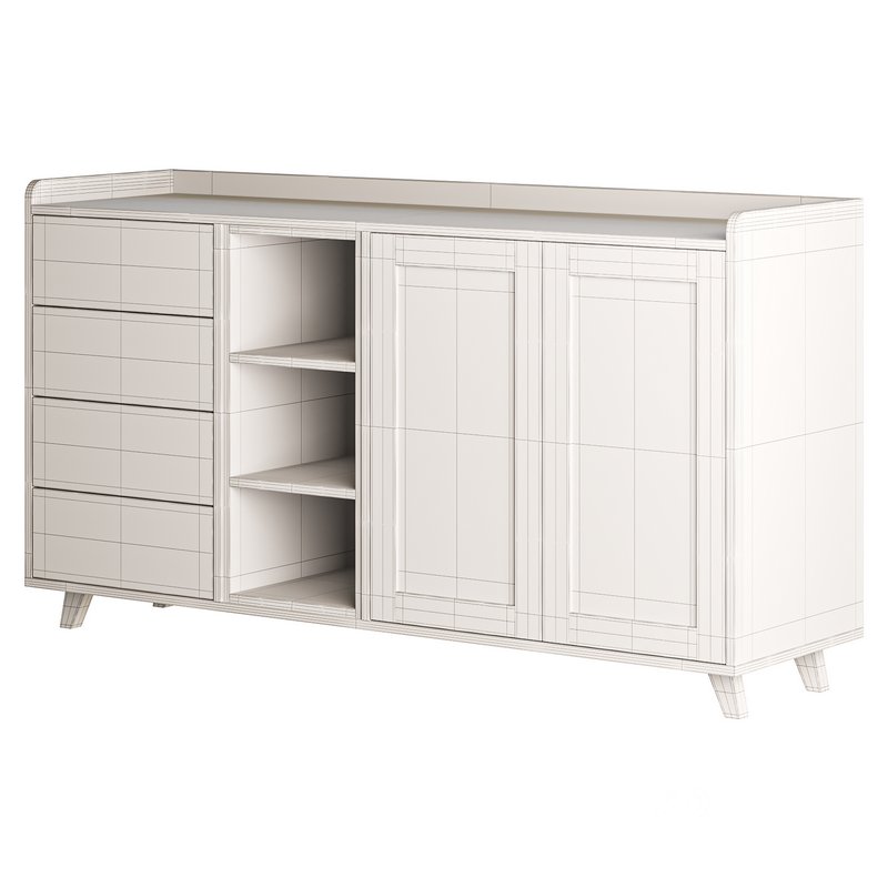 Asian Brown Wood Sideboard Image 10