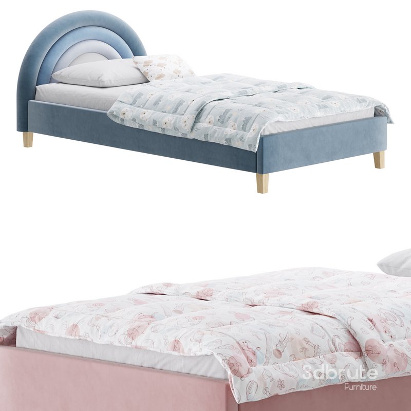Rainbow Kids Velvet Finish Bed Image 13