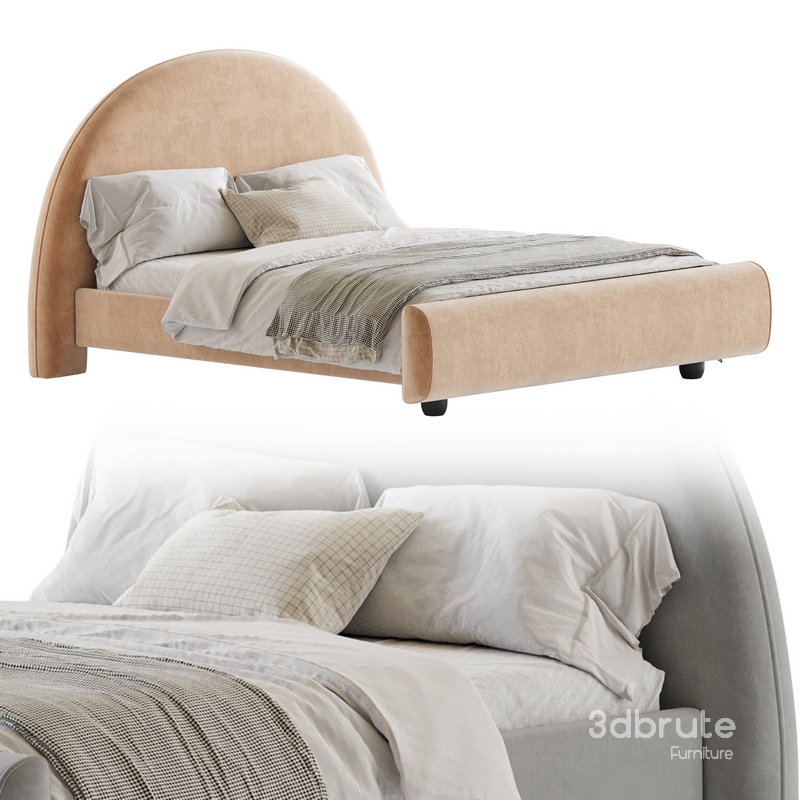 Desirae Flannelette Round Shaped Headboard Bed Frame King Image 11