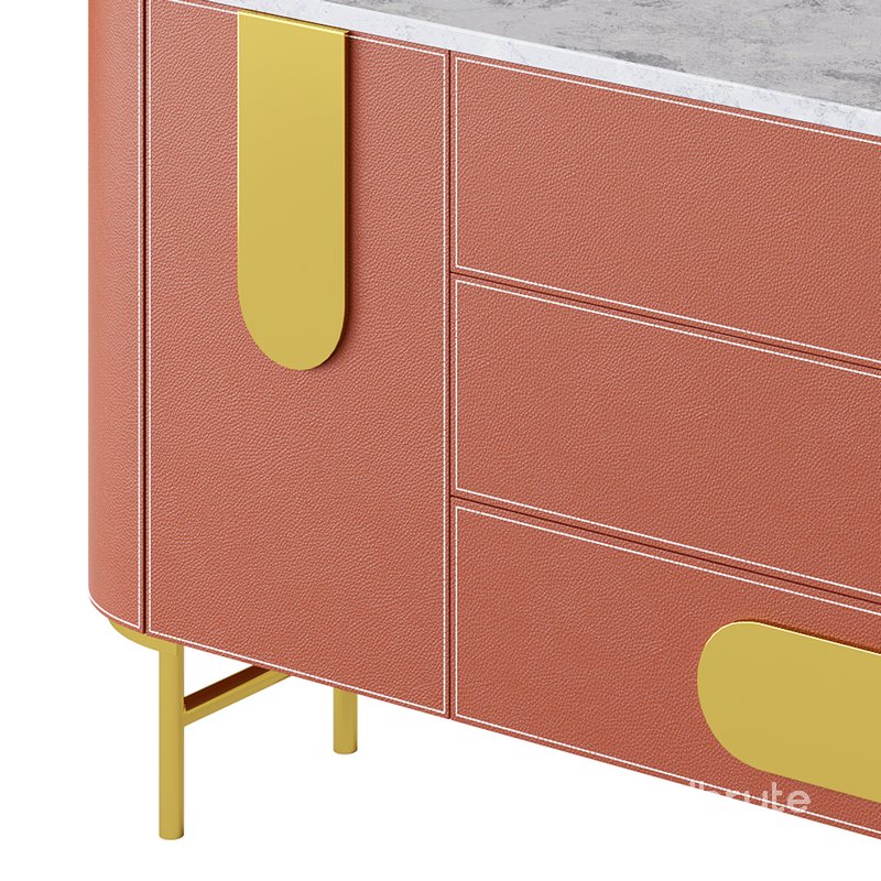 Modern Metal Sideboard Credenza with Three Drawers Narrow Size Image 12
