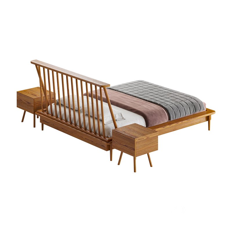 Walker Edison Modern Boho Queen Size Solid Wood Platform bed Image 11