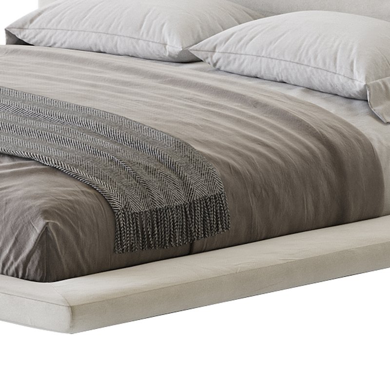 Cesar Suede Fabric Contemporary Minimalist Bed Frame King Size Image 11