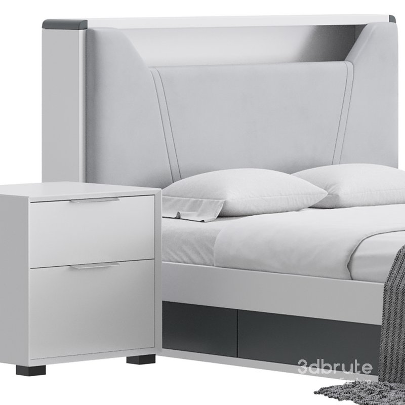 Gray Faux Leather Upholstered Bed Image 12