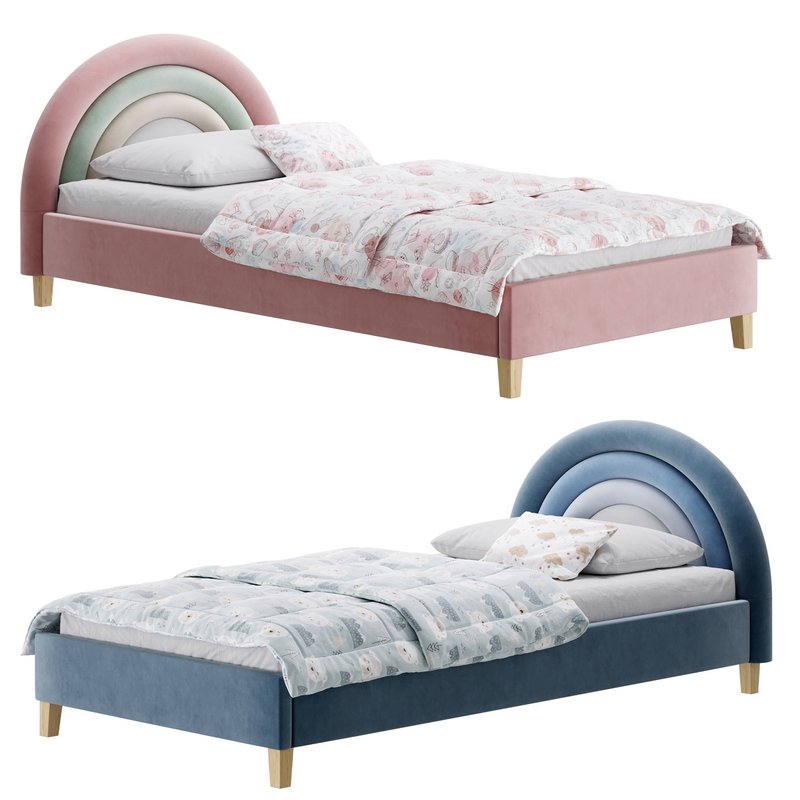 Rainbow Kids Velvet Finish Bed Image 1