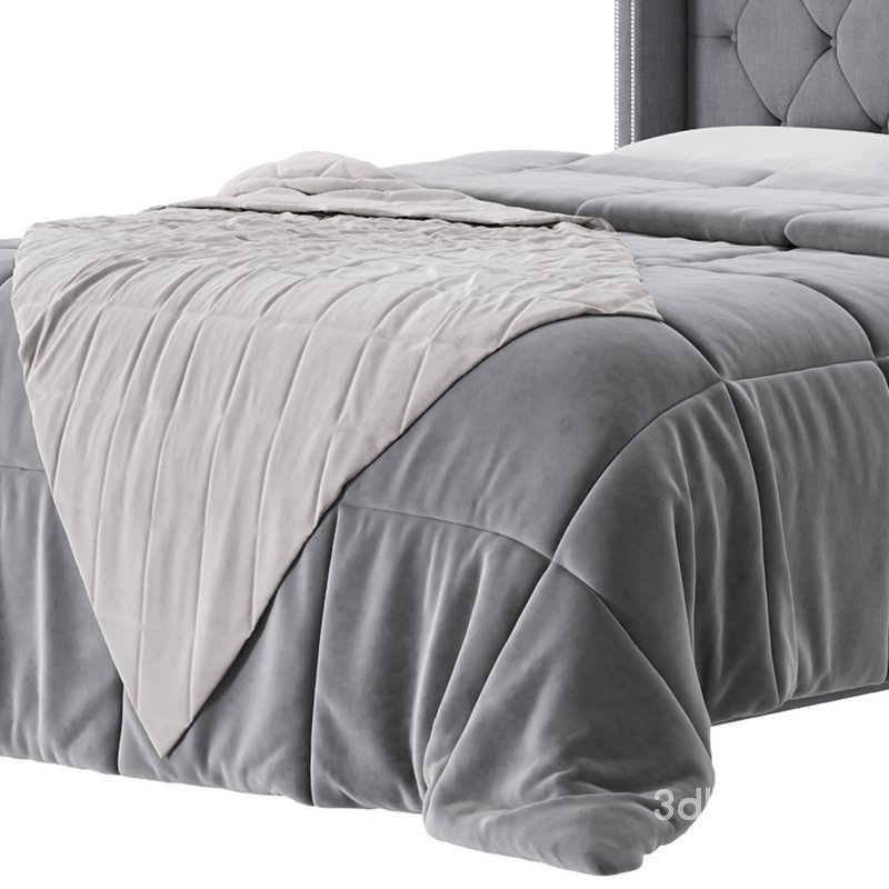 Fabric Low Profile Double Bed Frame with Nail Snaps Image 13