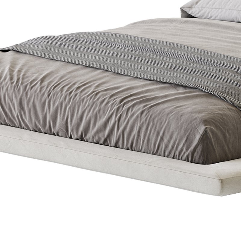 Cesar Suede Fabric Contemporary Minimalist Bed Frame King Size Image 12