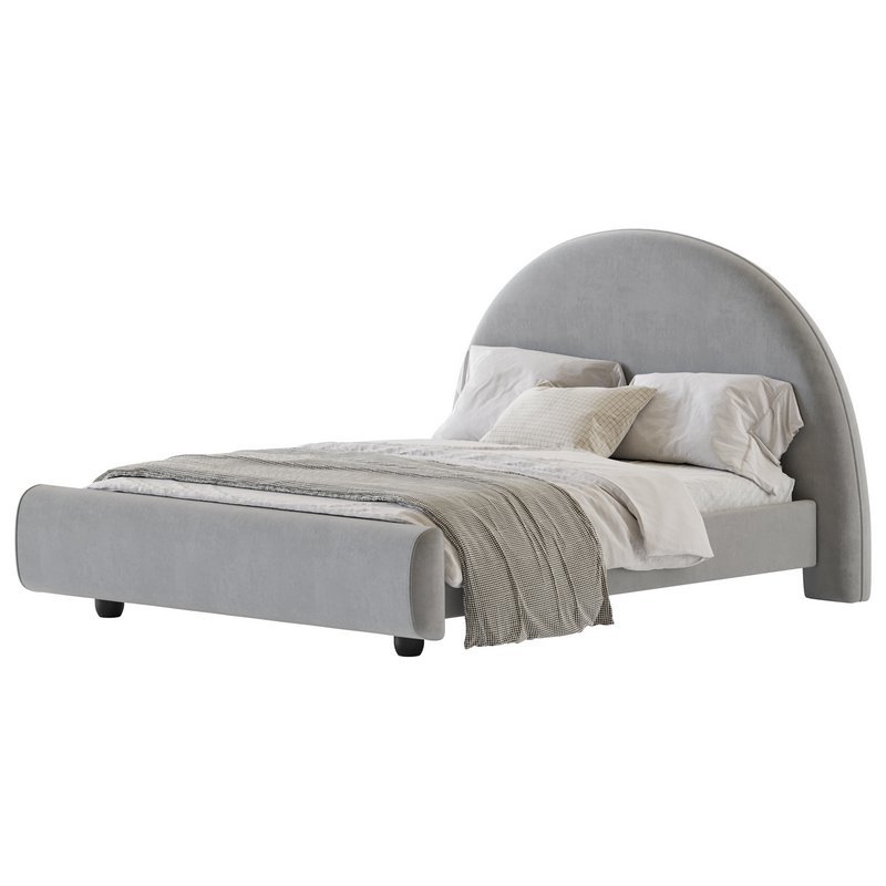 Desirae Flannelette Round Shaped Headboard Bed Frame King Image 12