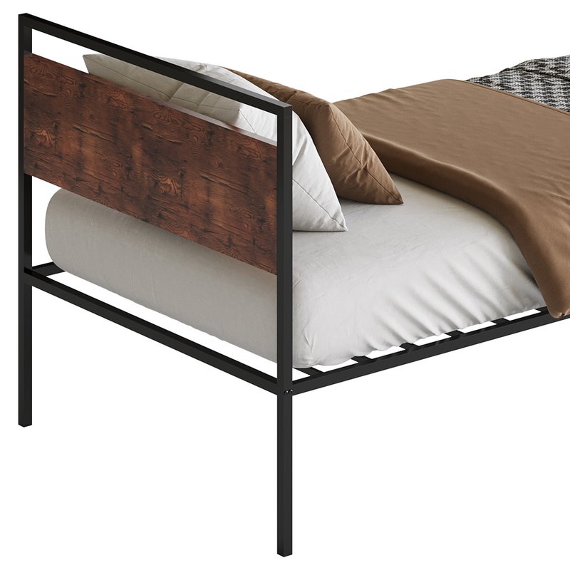 Topeakmart Rustic Metal Bed Image 13