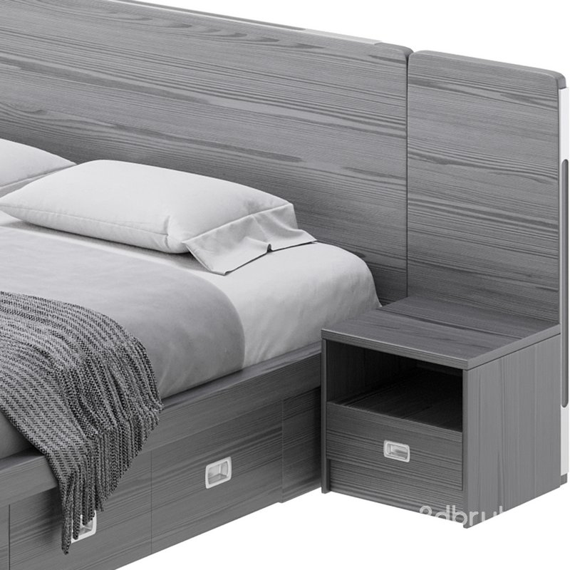 Brown Wooden Panel Bed Image 12