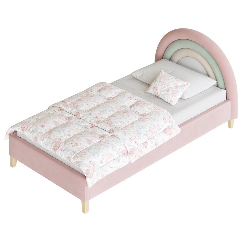 Rainbow Kids Velvet Finish Bed Image 12