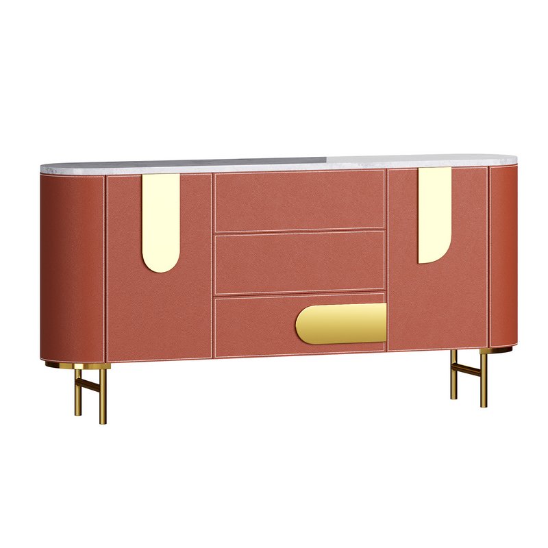 Modern Metal Sideboard Credenza with Three Drawers Narrow Size Image 1