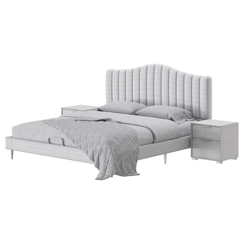 Soild Wood Bed with Camelback Panel Headboard Image 14