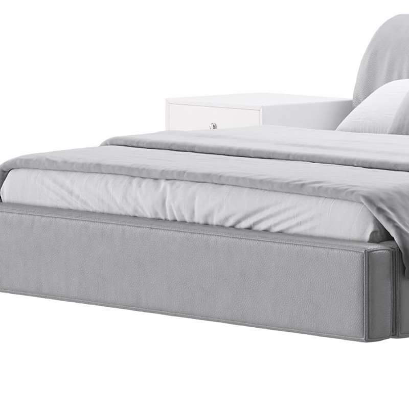 Brown Genuine Leather Upholstered Headboard Queen Size Modern Bed Image 13