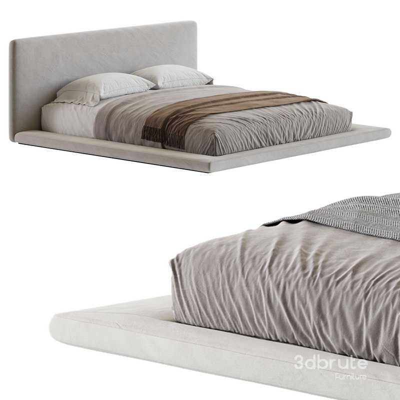 Cesar Suede Fabric Contemporary Minimalist Bed Frame King Size Image 1