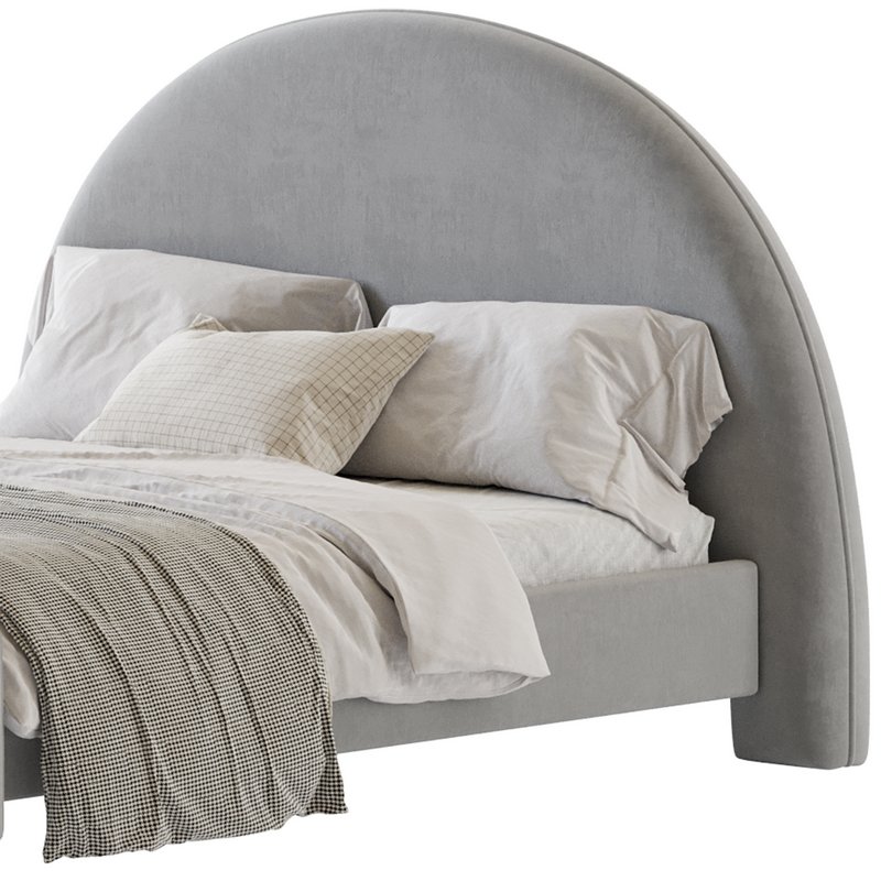 Desirae Flannelette Round Shaped Headboard Bed Frame King Image 13