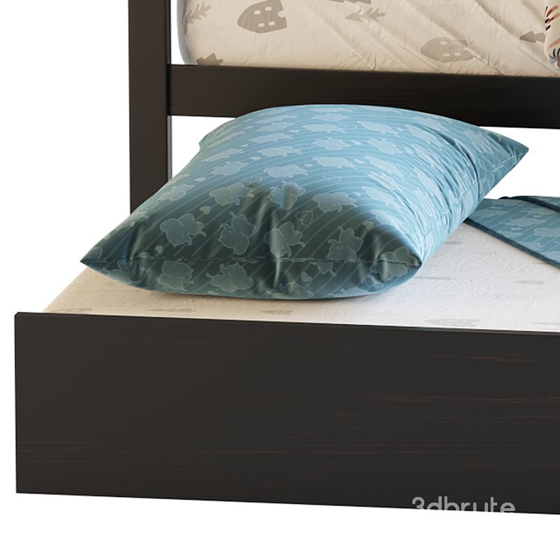 Twin Size Platform Bed Wood Bed Frame with Trundle Image 13