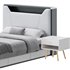 Gray Faux Leather Upholstered Bed - Thumbnail 14