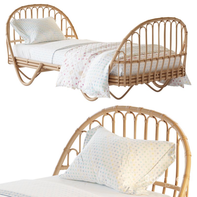 Malu Vintage Rattan Bed Image 1
