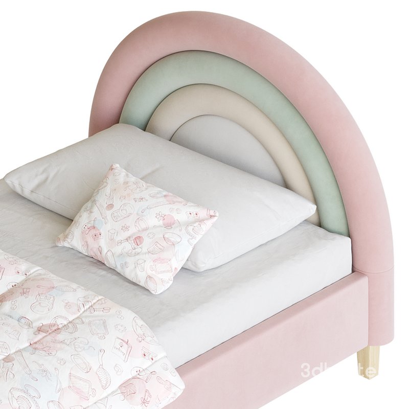 Rainbow Kids Velvet Finish Bed Image 14