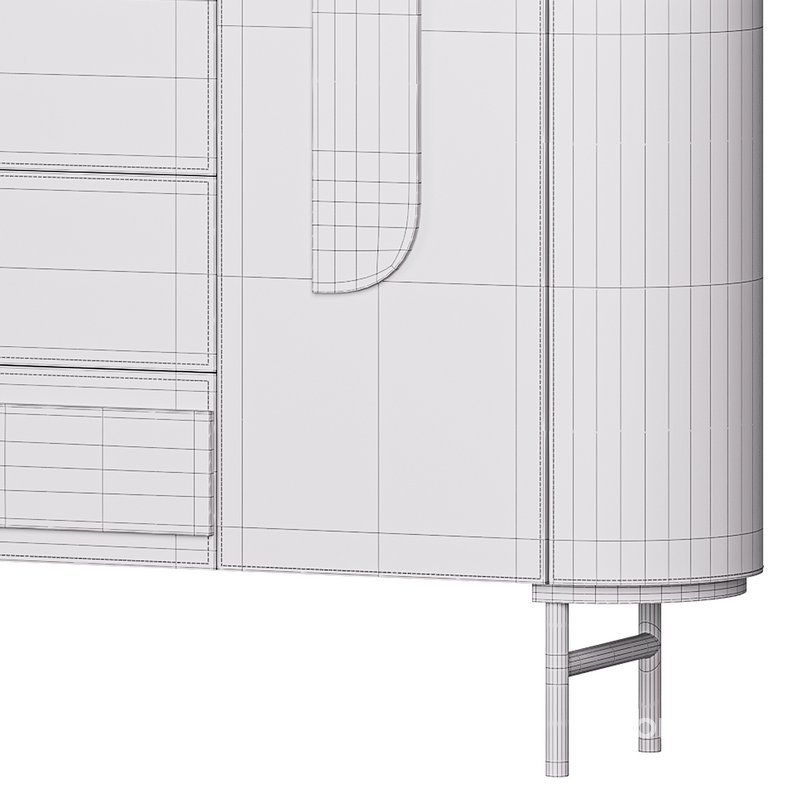 Modern Metal Sideboard Credenza with Three Drawers Narrow Size Image 15