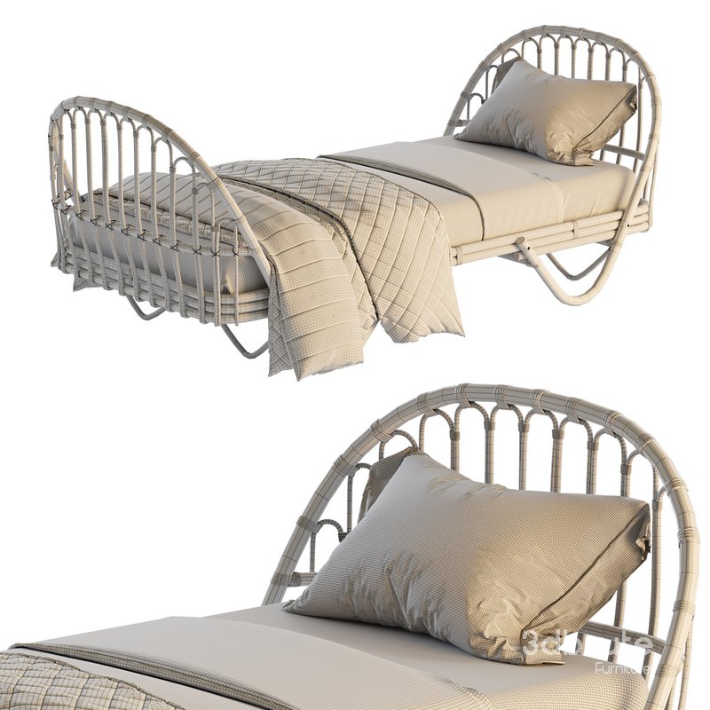 Malu Vintage Rattan Bed Image 14