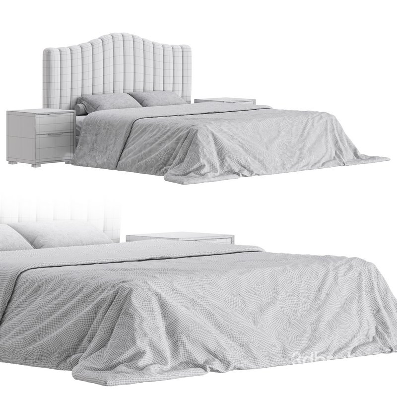 Soild Wood Bed with Camelback Panel Headboard Image 15