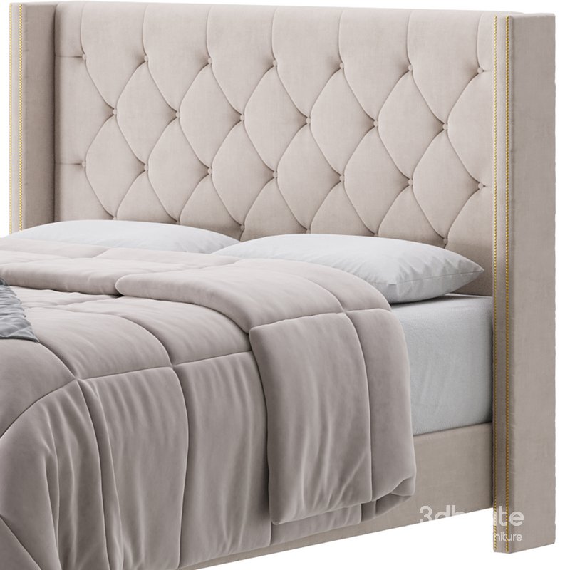 Fabric Low Profile Double Bed Frame with Nail Snaps Image 15