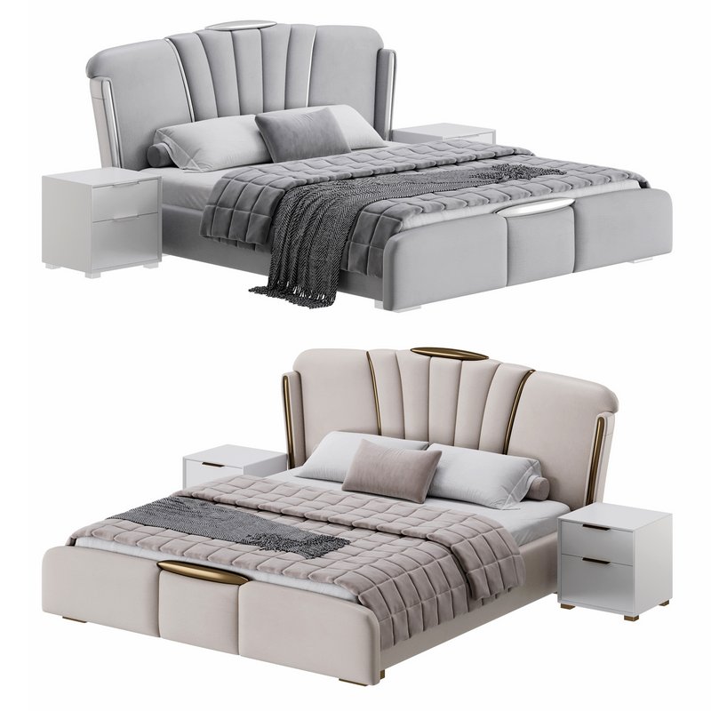 Grey Modern Bed Image 1