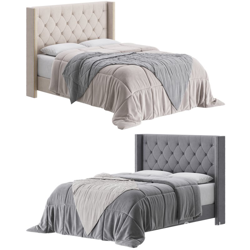 Fabric Low Profile Double Bed Frame with Nail Snaps Image 1