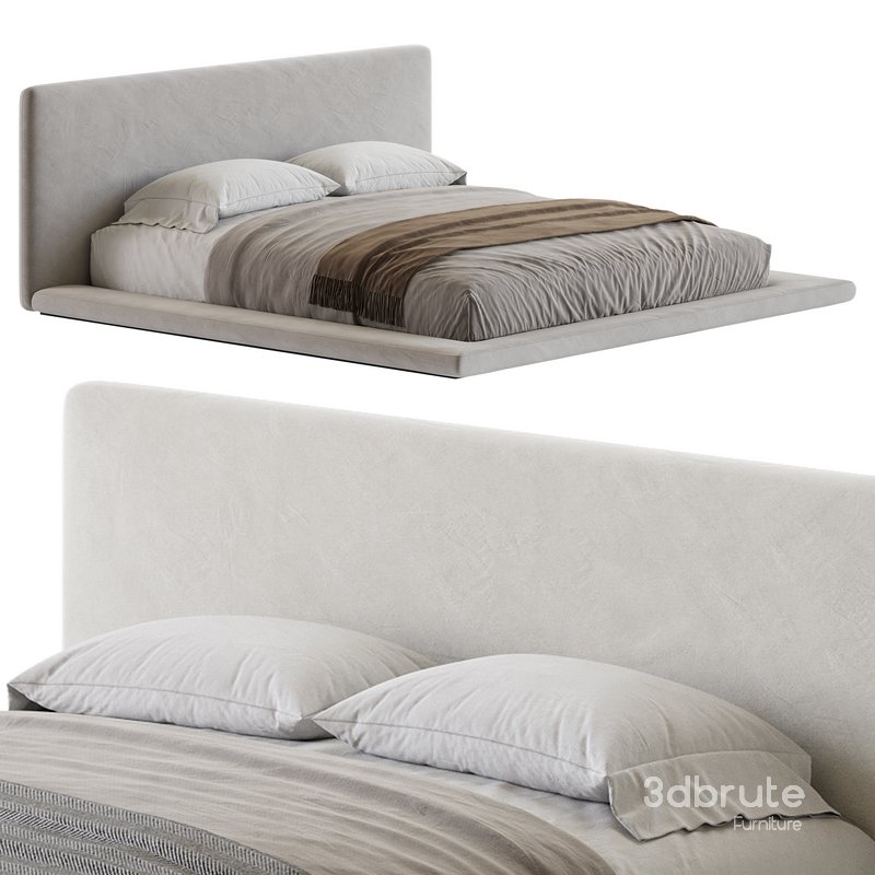 Cesar Suede Fabric Contemporary Minimalist Bed Frame King Size Image 13