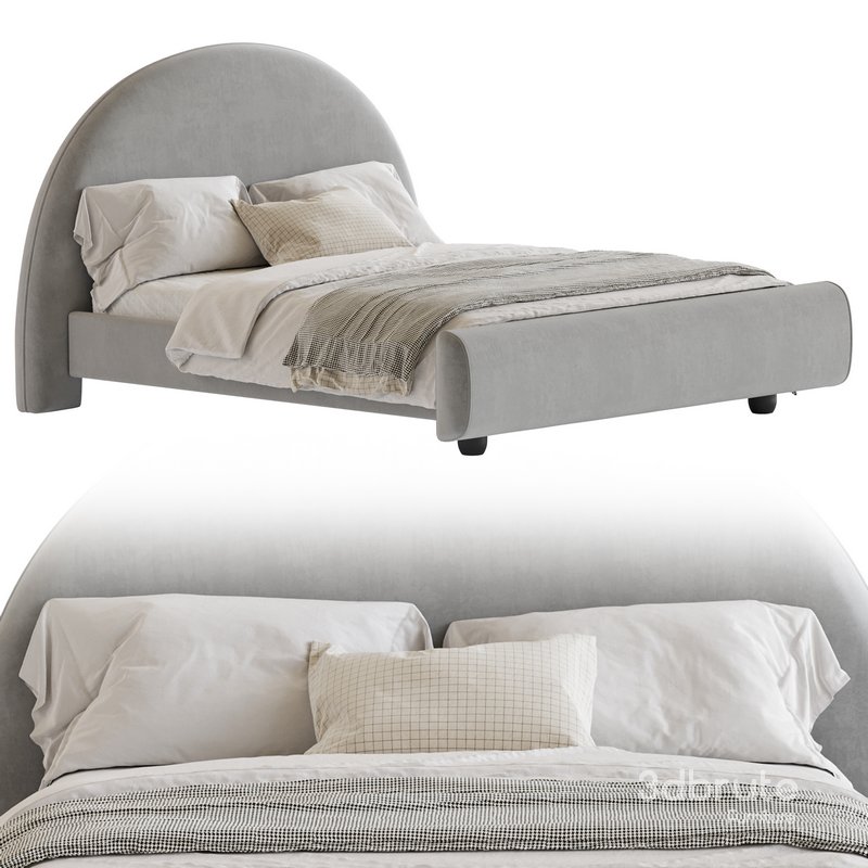 Desirae Flannelette Round Shaped Headboard Bed Frame King Image 14