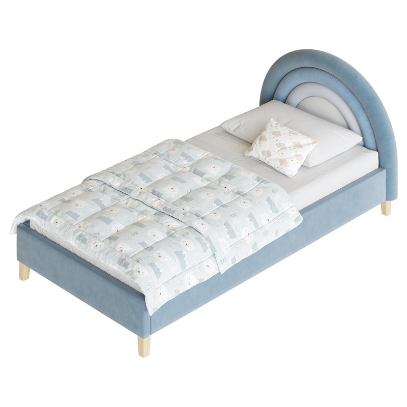 Rainbow Kids Velvet Finish Bed Image 15