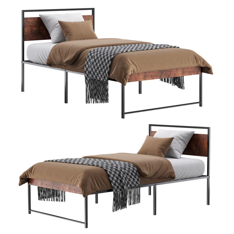 Topeakmart Rustic Metal Bed Image 1