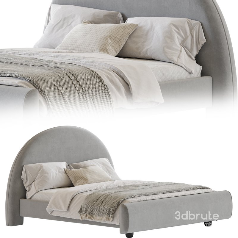 Desirae Flannelette Round Shaped Headboard Bed Frame King Image 15