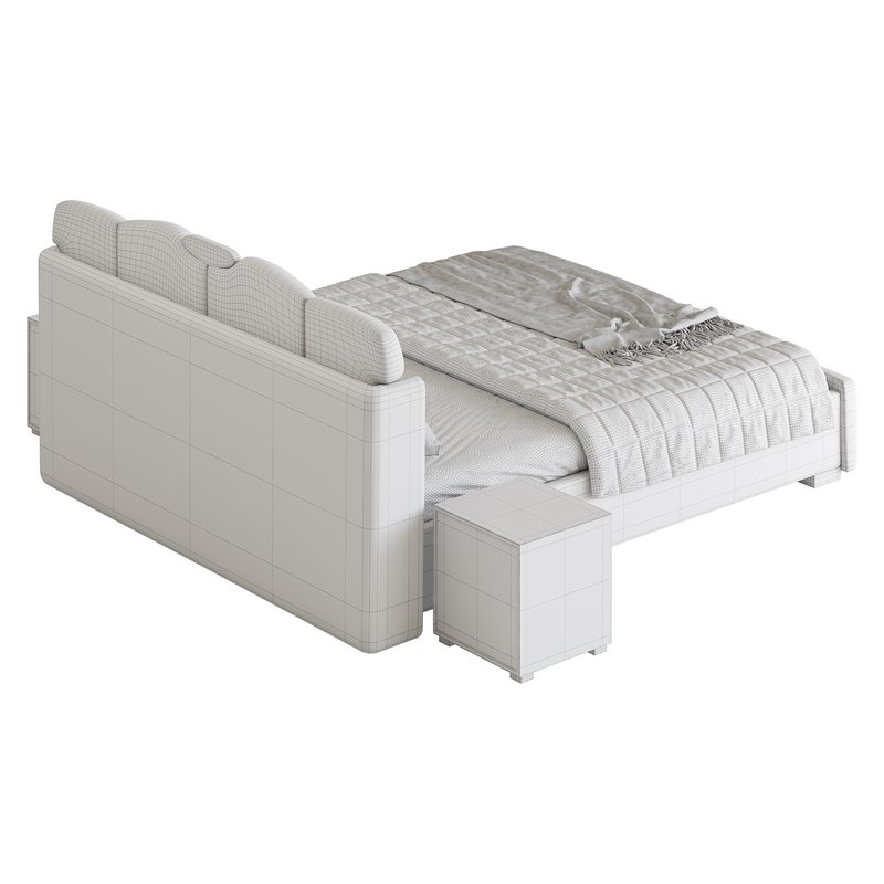 Modern Wingback Upholstered Headboard Bed Image 17