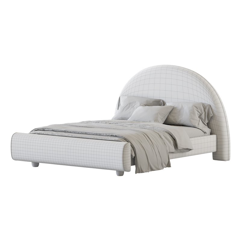 Desirae Flannelette Round Shaped Headboard Bed Frame King Image 16