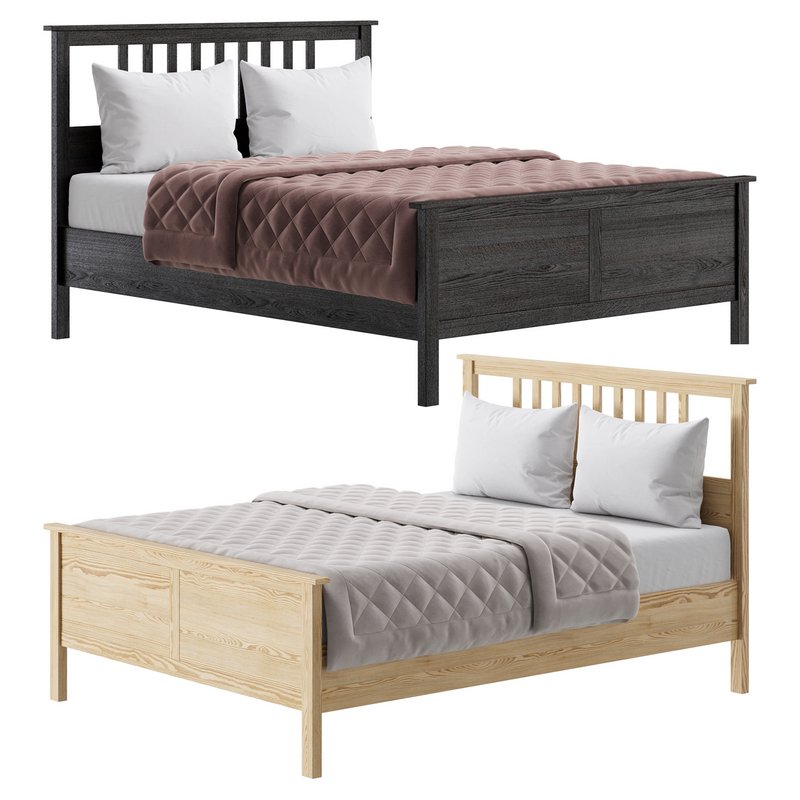 HEMNES Bed frame dark gray stained Image 1