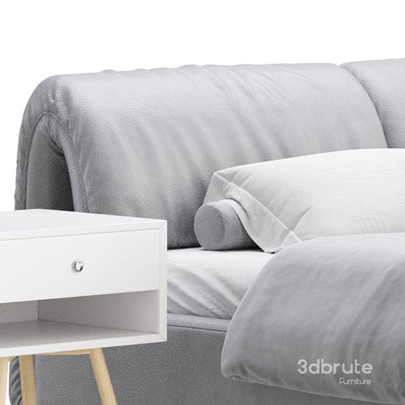 Brown Genuine Leather Upholstered Headboard Queen Size Modern Bed Image 16