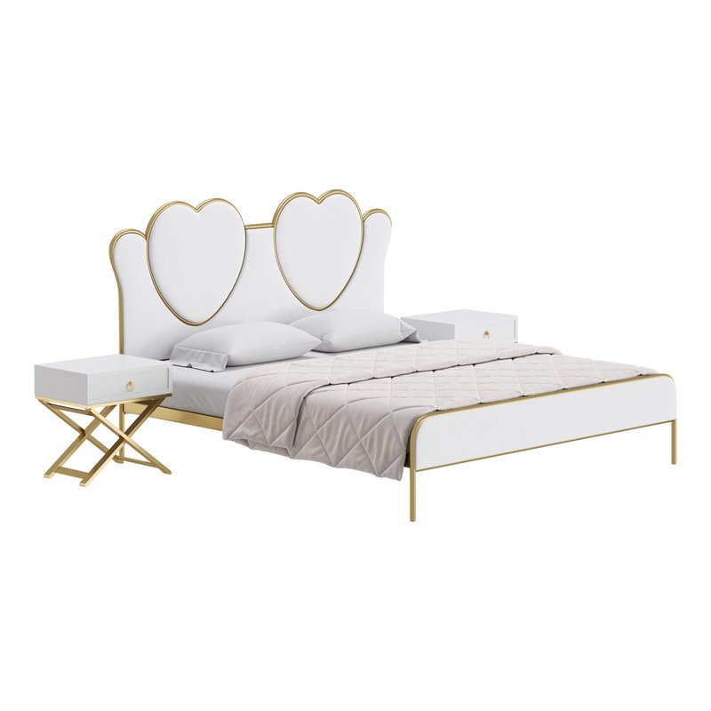 Glam Upholstered Headboard Bed Image 16