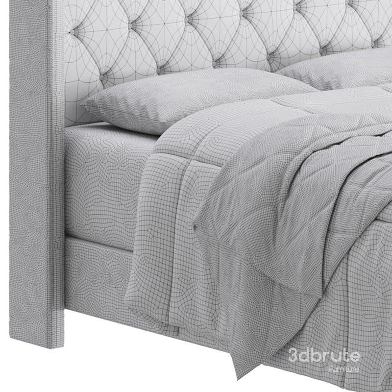 Fabric Low Profile Double Bed Frame with Nail Snaps Image 18