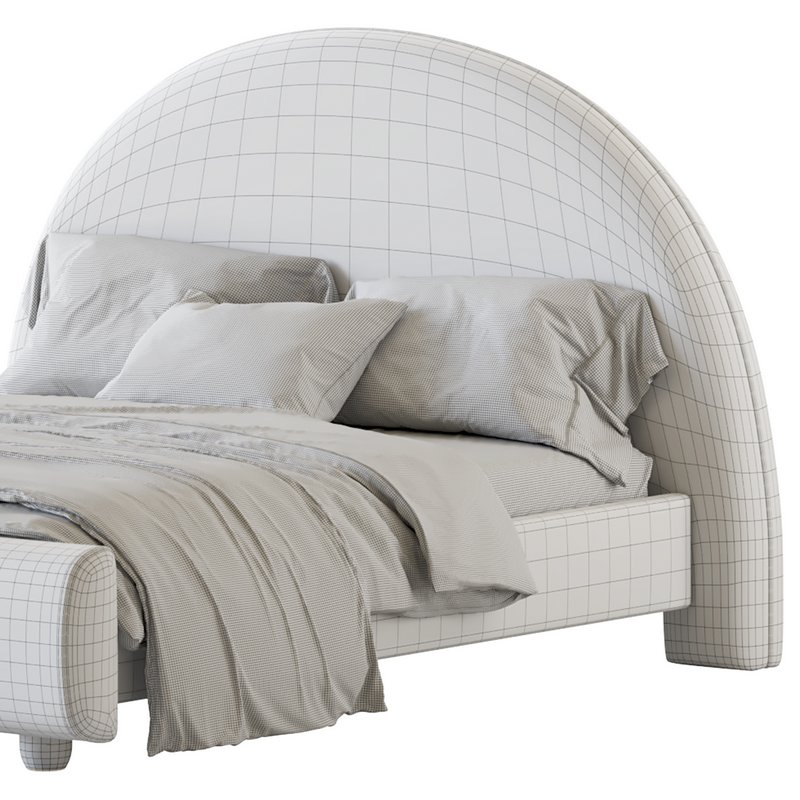 Desirae Flannelette Round Shaped Headboard Bed Frame King Image 17