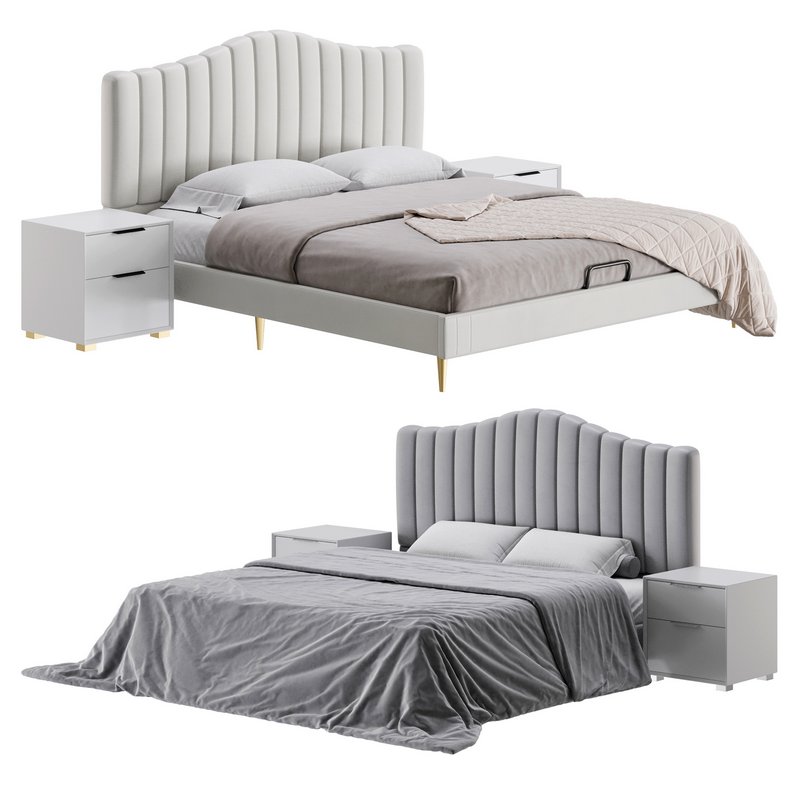 Soild Wood Bed with Camelback Panel Headboard Image 1