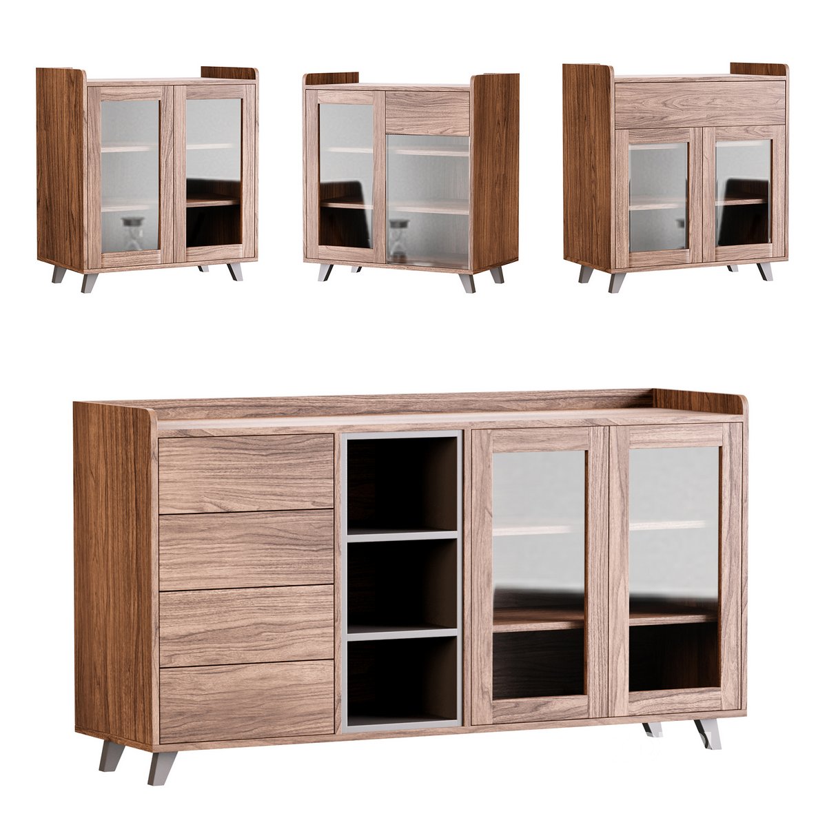 Asian Brown Wood Sideboard Image 1