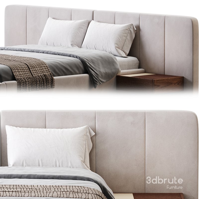 American Queen Size Bed Offered in Velvet with Floating Nightstands Image 17