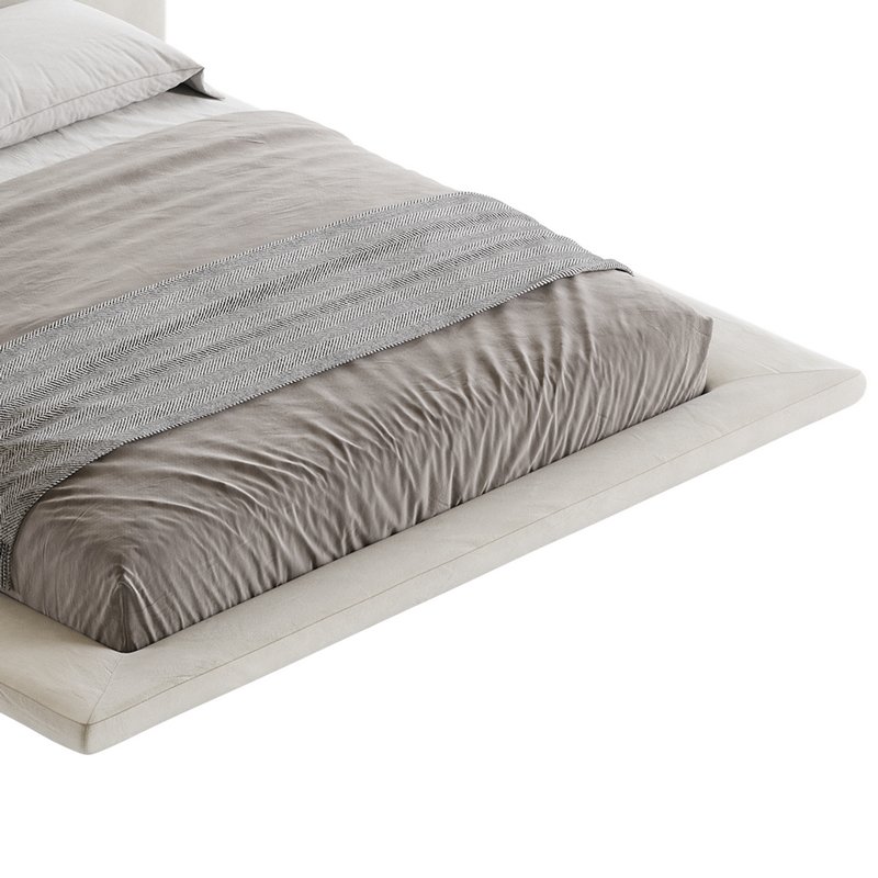 Cesar Suede Fabric Contemporary Minimalist Bed Frame King Size Image 17