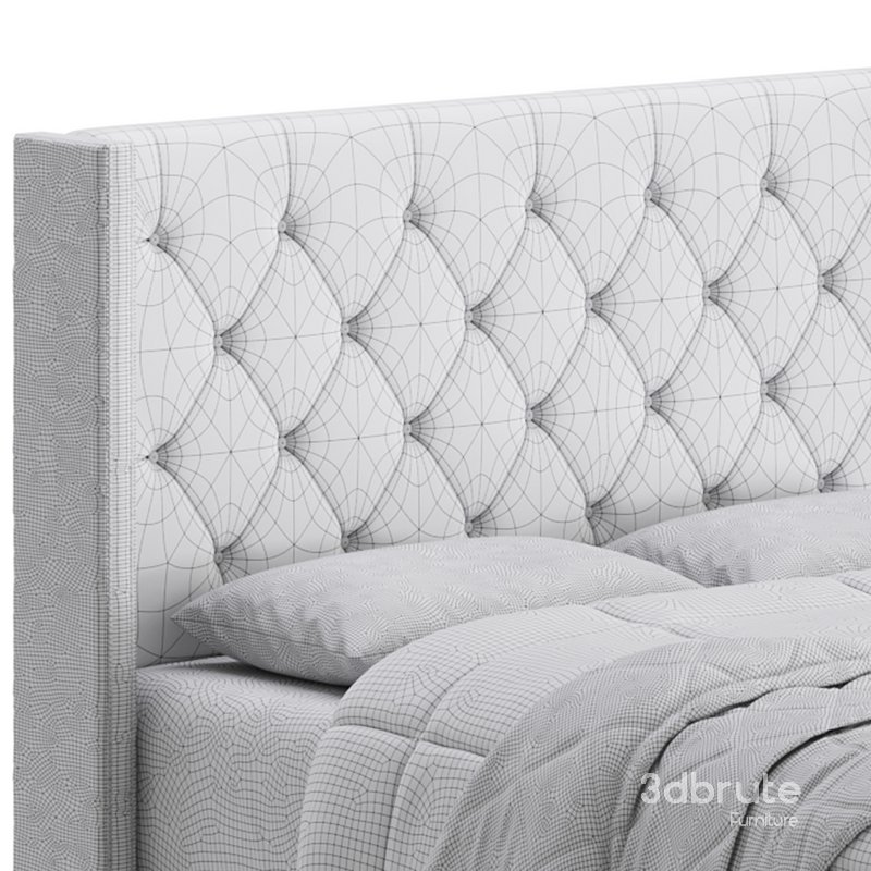 Fabric Low Profile Double Bed Frame with Nail Snaps Image 19