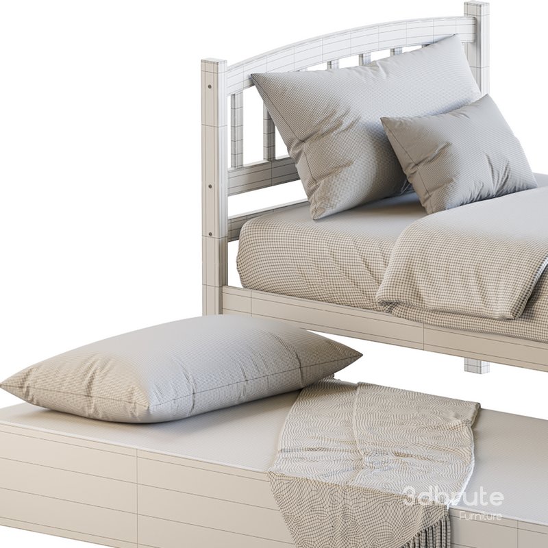 Twin Size Platform Bed Wood Bed Frame with Trundle Image 19