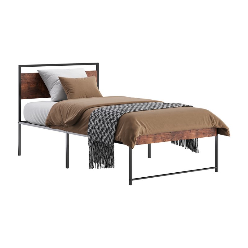 Topeakmart Rustic Metal Bed Image 2